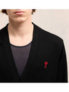 Red Heart Logo Merino Wool Cardigan Black - AMI - BALAAN 5