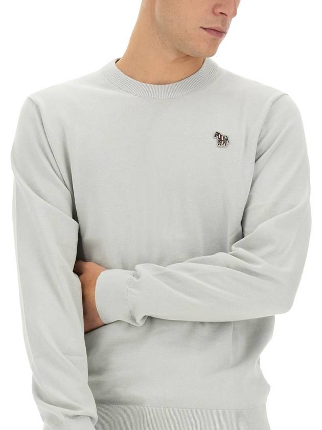 Zebra Patch Crew Neck Knit Top Light Grey - PAUL SMITH - BALAAN 5