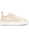 Lauren Lace Low Top Sneakers Mild Beige - CHLOE - BALAAN 3