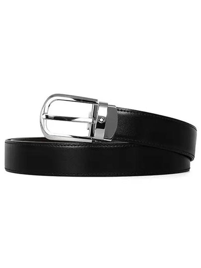 Horseshoe Buckle Reversible Leather Belt Black Brown - MONTBLANC - BALAAN 2