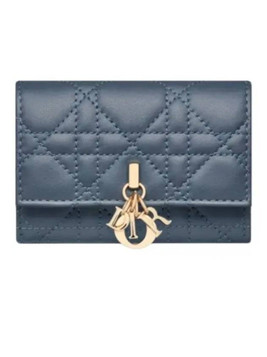 XS Lady Cannage Lambskin Half Wallet Pastel Midnight Blue - DIOR - BALAAN 2