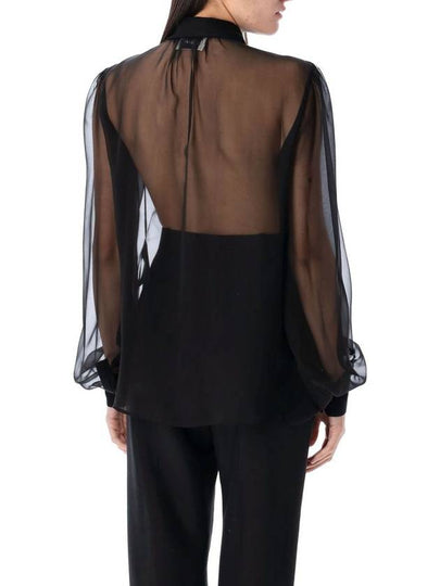 Saint Laurent Lavallière-Neck Silk Shirt - SAINT LAURENT - BALAAN 2