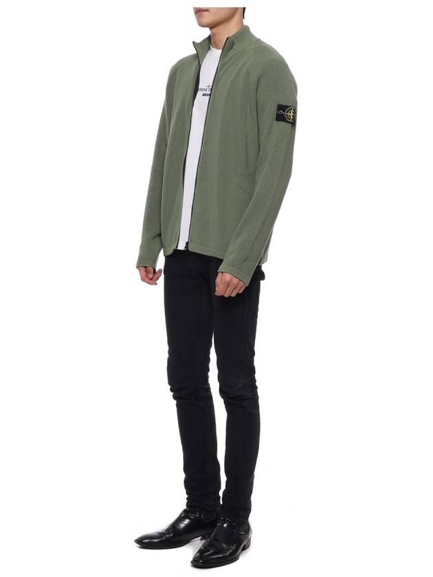 Waffen Patch Soft Cotton Zip-Up Cardigan Green - STONE ISLAND - BALAAN 5