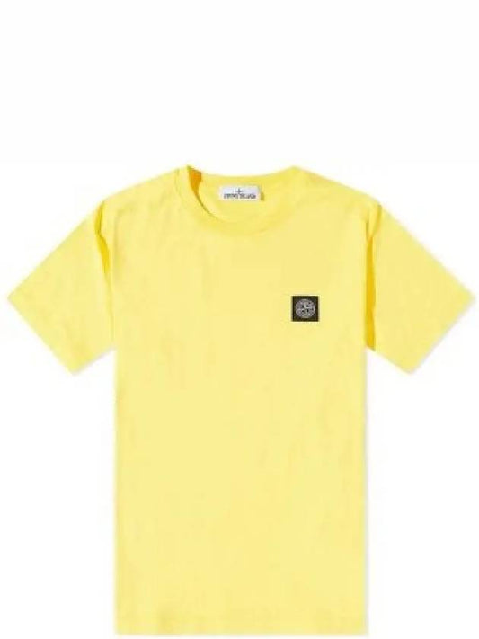 Logo Patch Cotton Short Sleeve T-Shirt Yellow - STONE ISLAND - BALAAN 2