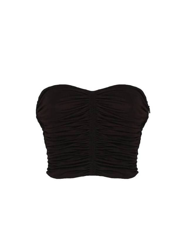 Women's Ruched Crop Sleeveless Black - SAINT LAURENT - BALAAN 1