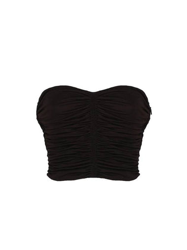 Women's Ruched Crop Sleeveless Black - SAINT LAURENT - BALAAN 1