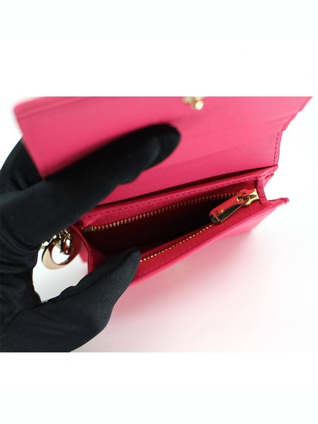 Lady Cannage Lambskin Mini Bicycle Wallet Pink - DIOR - BALAAN.