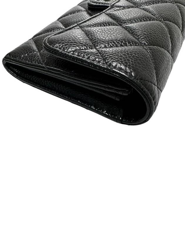 A80758 Black Caviar Skin Classic Silver Long Wallet - CHANEL - BALAAN 7