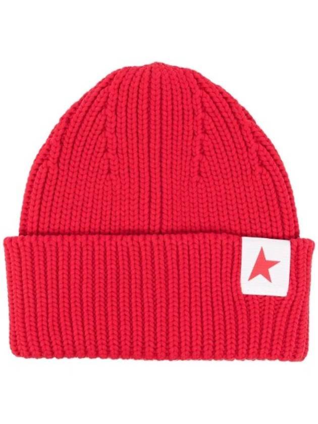 Star Logo Ribbed Beanie Red - GOLDEN GOOSE - BALAAN 1