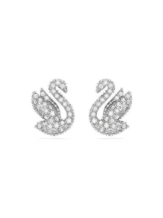 Iconic Swan Stud Earrings White - SWAROVSKI - BALAAN 1