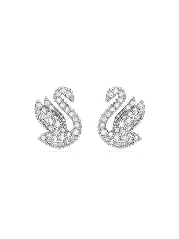 Iconic Swan Stud Earrings Silver - SWAROVSKI - BALAAN 1