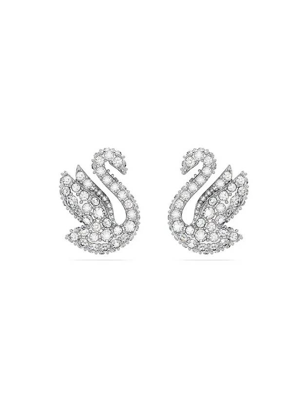 Iconic Swan Stud Earrings Silver - SWAROVSKI - BALAAN 1