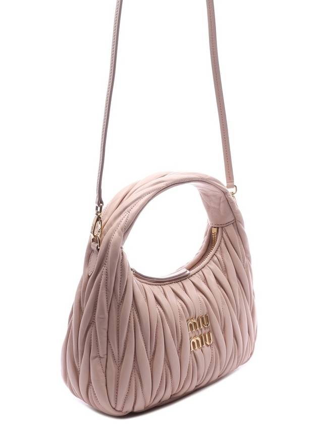 Wander Matelasse Nappa Leather Mini Hobo Tote Bag Powder Pink - MIU MIU - BALAAN 4