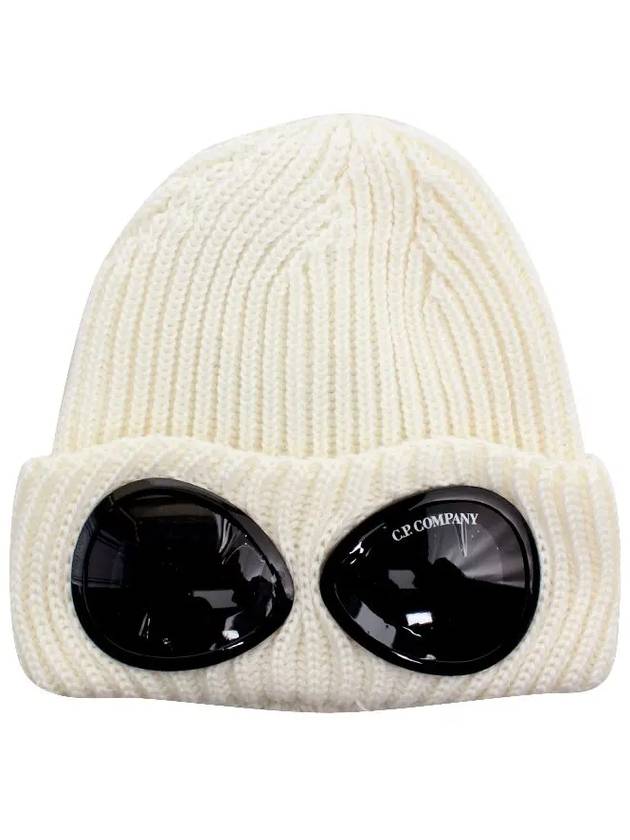 Signature Goggles Wool Beanie White - CP COMPANY - BALAAN 8