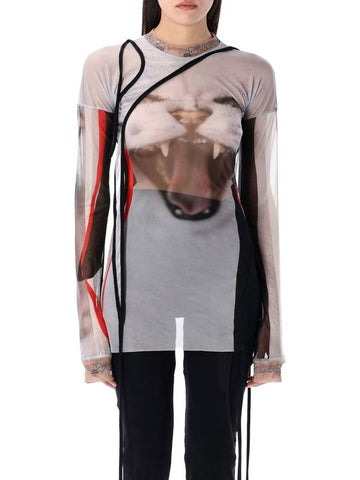 Ottolinger Mesh Deconstructed Cat Print Top - OTTOLINGER - BALAAN 1