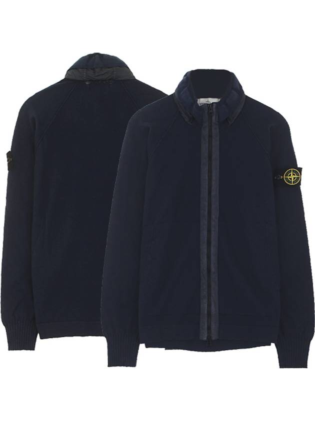 Stitch Wappen Patch Knit Zip-up Jacket Navy - STONE ISLAND - BALAAN 1