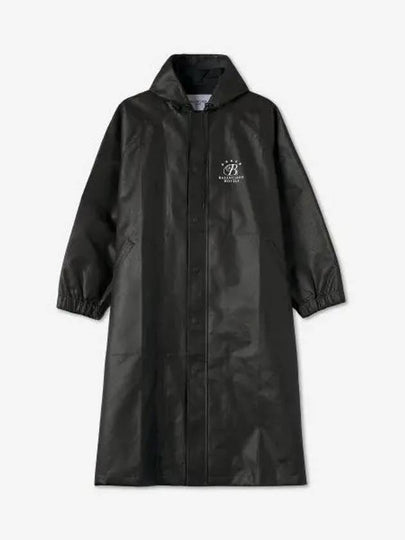 Logo Overfit Hooded Long Raincoat Black - BALENCIAGA - BALAAN 2