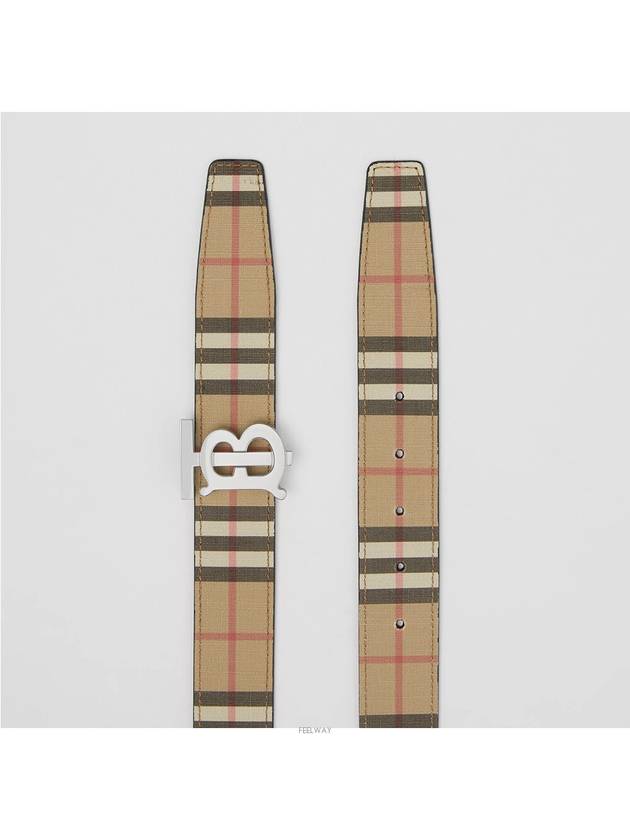 Reversible Monogram Motif Vintage Check Leather Belt Beige - BURBERRY - BALAAN 7