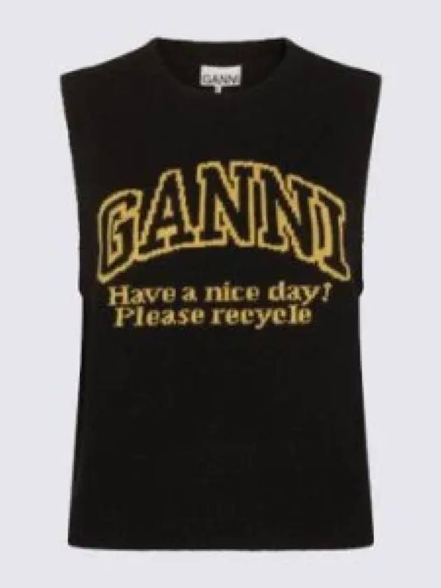 Intarsia Graphic Crewneck Vest Black - GANNI - BALAAN 2