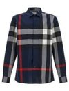 Check Motif Cotton Long Sleeve Shirt Navy - BURBERRY - BALAAN 2