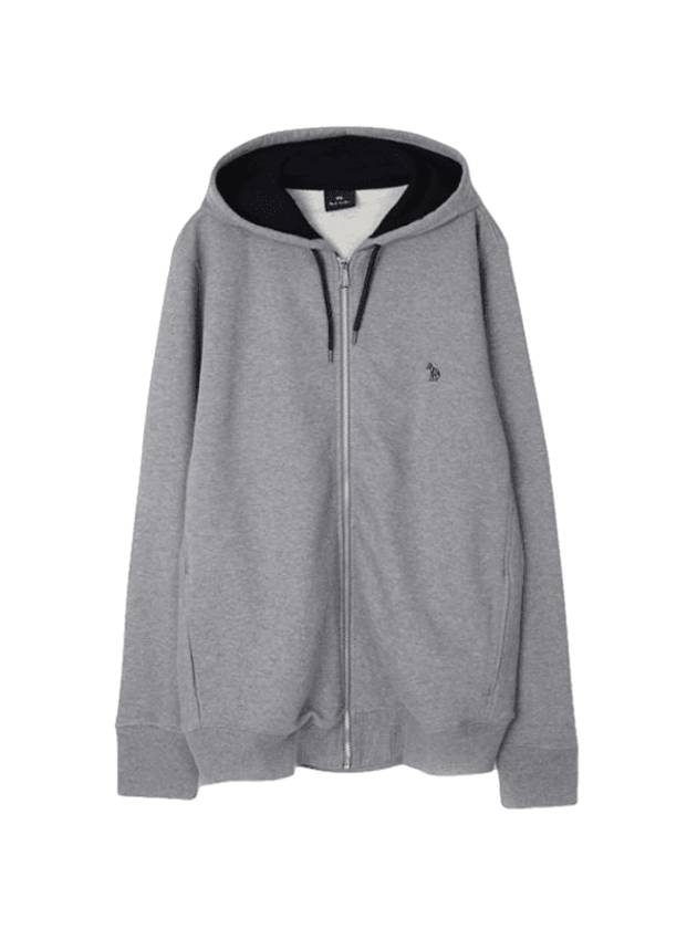 Zebra Logo Cotton Zip Up Hoodie Grey - PAUL SMITH - BALAAN 1