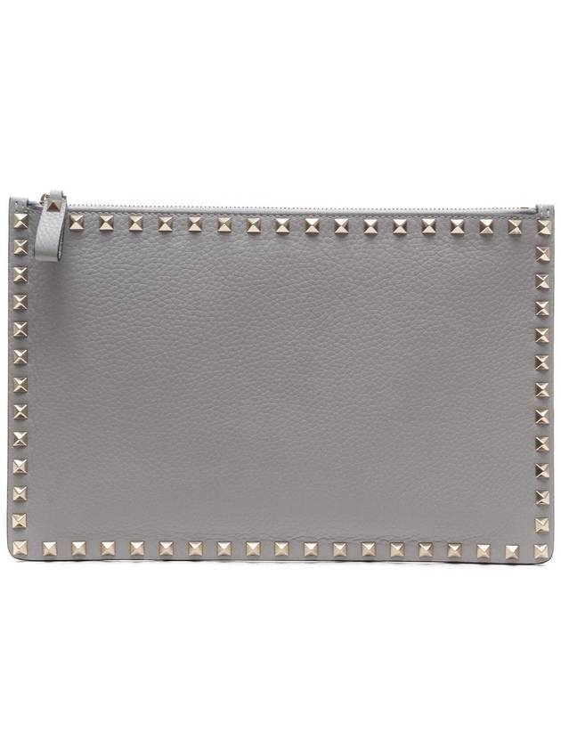 Rockstud Clutch Bag Grey - VALENTINO - BALAAN 1