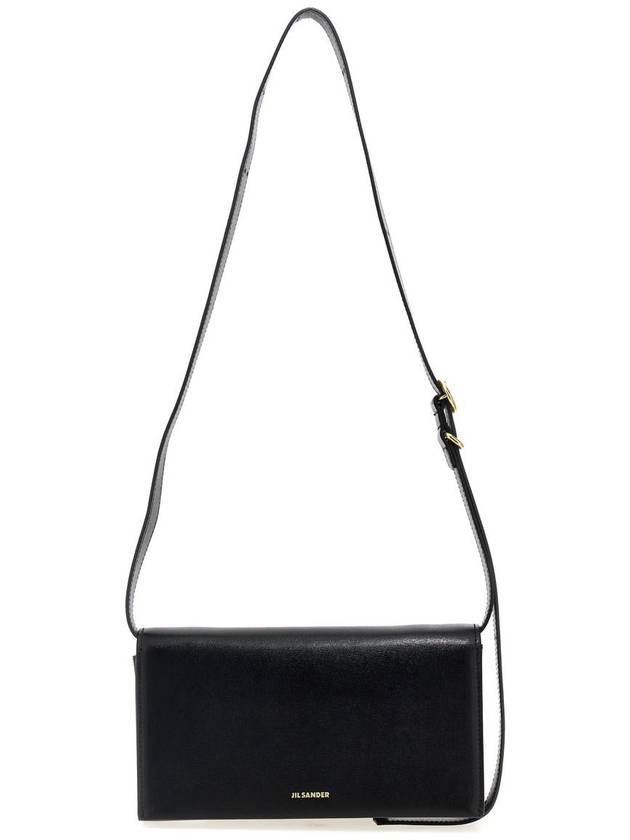 Logo Print Leather Shoulder Bag Black - JIL SANDER - BALAAN 2