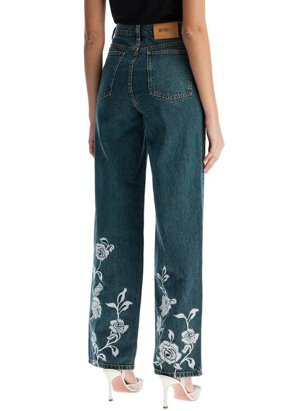 jeans in denim steel blue with floral details - ROTATE - BALAAN 2