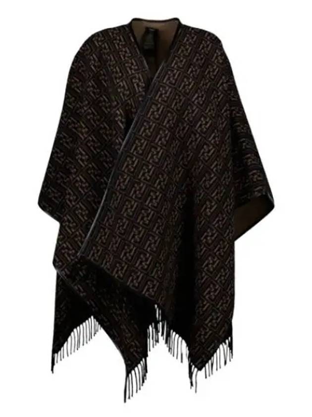 FF Motif Reversible Wool Cape Black Beige - FENDI - BALAAN 2