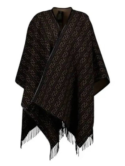 FF Motif Reversible Wool Cape Black Beige - FENDI - BALAAN 2