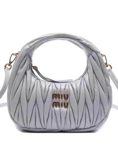 Wander Matelasse Nappa Leather Hobo Mini Bag Cornflower Blue - MIU MIU - BALAAN 2