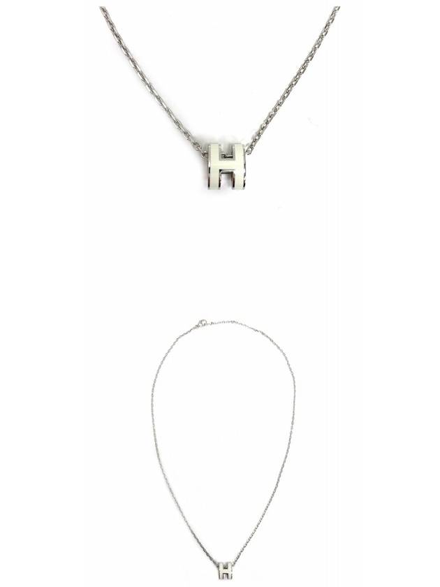 Mini Pop H Pendant Necklace Palladium Blanc - HERMES - BALAAN 5