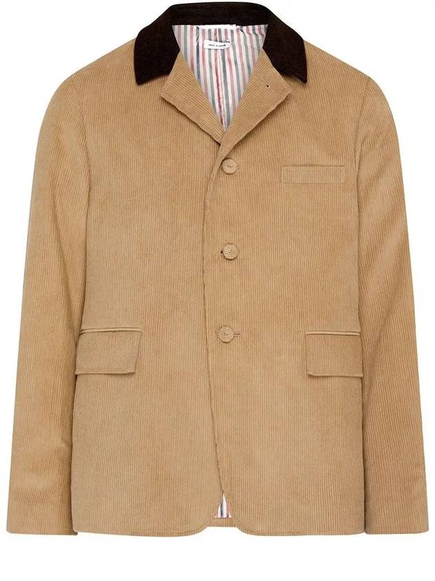 Corduroy Button Up Cutaway Jacket Beige - THOM BROWNE - BALAAN 3