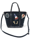 VIBA7102 Navy Cotton Applique Patch Sequin Small Cabas Bag Tote 2WAY - VANESSA BRUNO - BALAAN 1