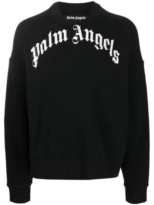 Curve Logo Print Sweatshirt Black - PALM ANGELS - BALAAN 1