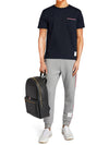 Men's Medium Weight Jersey Tipped Pocket Crewneck Short Short Sleeve T-Shirt Navy - THOM BROWNE - BALAAN 3