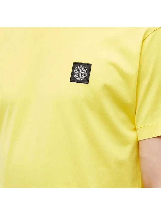 Logo Patch Cotton Short Sleeve T-Shirt Yellow - STONE ISLAND - BALAAN 3