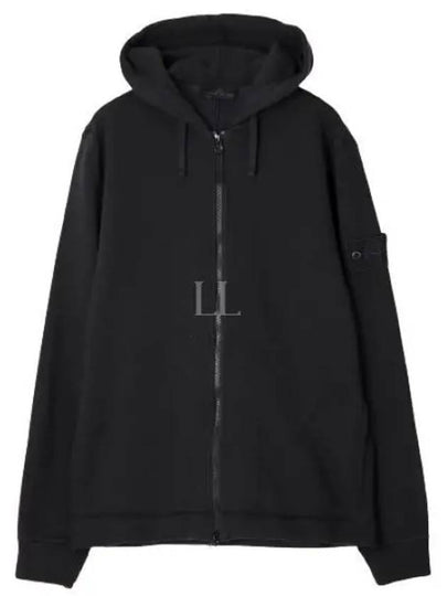 Ghost Piece Cotton Wool Fleece Zip Up Hoodie Black - STONE ISLAND - BALAAN 2