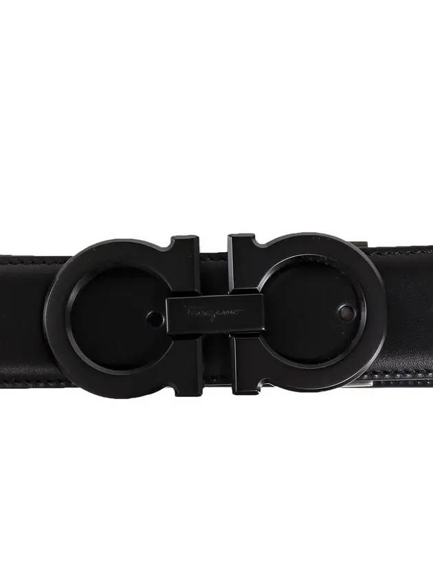 Reversible Gancini Leather Belt Black Navy - SALVATORE FERRAGAMO - BALAAN 3