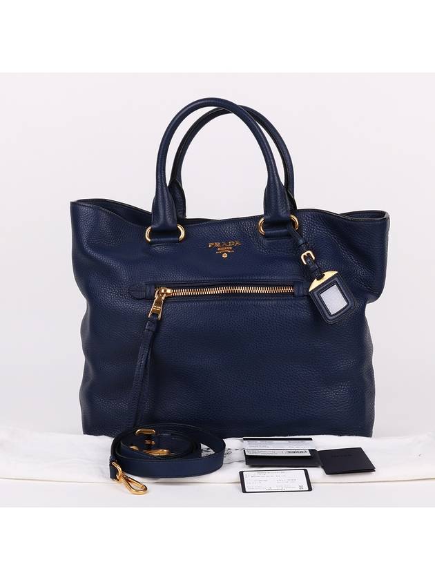 Vitello gold plated navy tod and shoulder bag BN2754 - PRADA - BALAAN 10