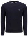 Superfine Crew Neck Wool Knitted Sweater Navy - PRADA - BALAAN 2