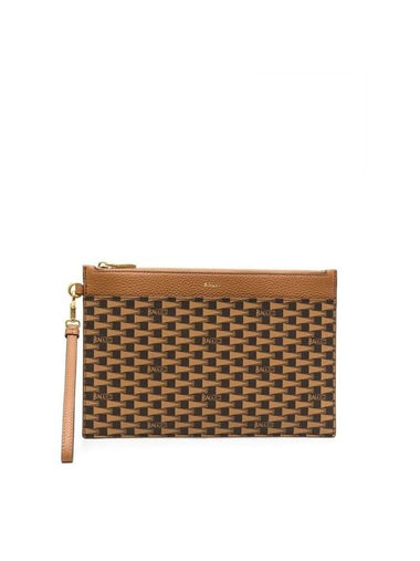 Monogram Pennant Clutch Bag Brown - BALLY - BALAAN 1