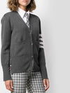 Cotton 4-Bar Milano Classic V-Neck Cardigan Medium Grey - THOM BROWNE - BALAAN 3