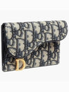 Oblique Jacquard Saddle Flap Compact Zipper Card Wallet Beige - DIOR - BALAAN 3