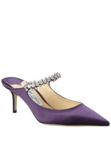 Jimmy Choo Bing 65 Cassis Satin Mules, Brand Size 35 ( US Size 5 ) - JIMMY CHOO - BALAAN 1