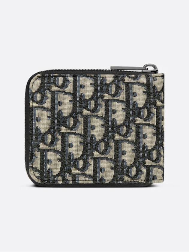 Oblique Zipper Half Wallet Black Beige - DIOR - BALAAN 3