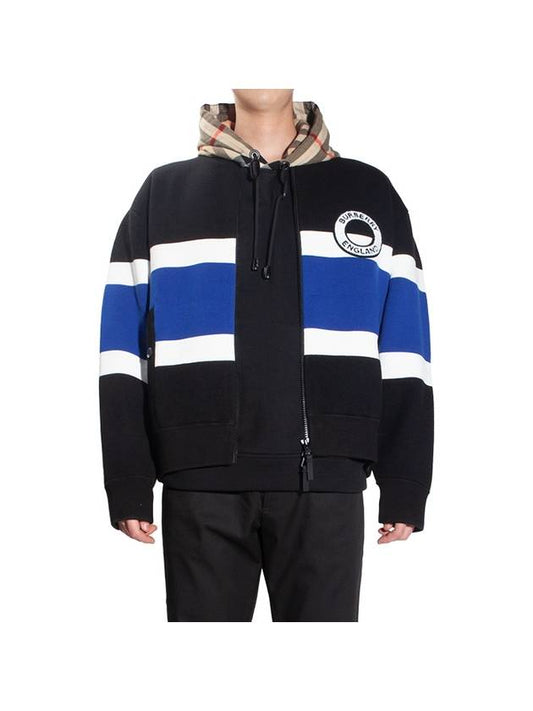 Graphic Striped Wool Blend Bomber Jacket Blue - BURBERRY - BALAAN 2