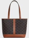 Triomphe Canvas Calfskin Tote Bag Brown Black - CELINE - BALAAN 7