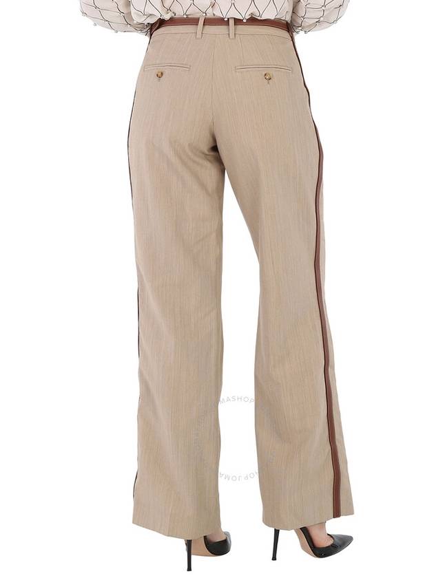 Wool Leather Straight Pants Camel - BURBERRY - BALAAN 4