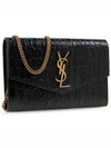 Uptown Crocodile Embossed Leather Chain Wallet Black - SAINT LAURENT - BALAAN 3